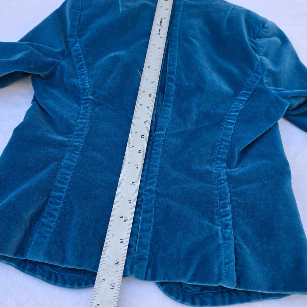 Lucky Brand Teal Blue Velvet Blazer Jacket Single Button Size L Cotton Blend - Picture 11 of 12